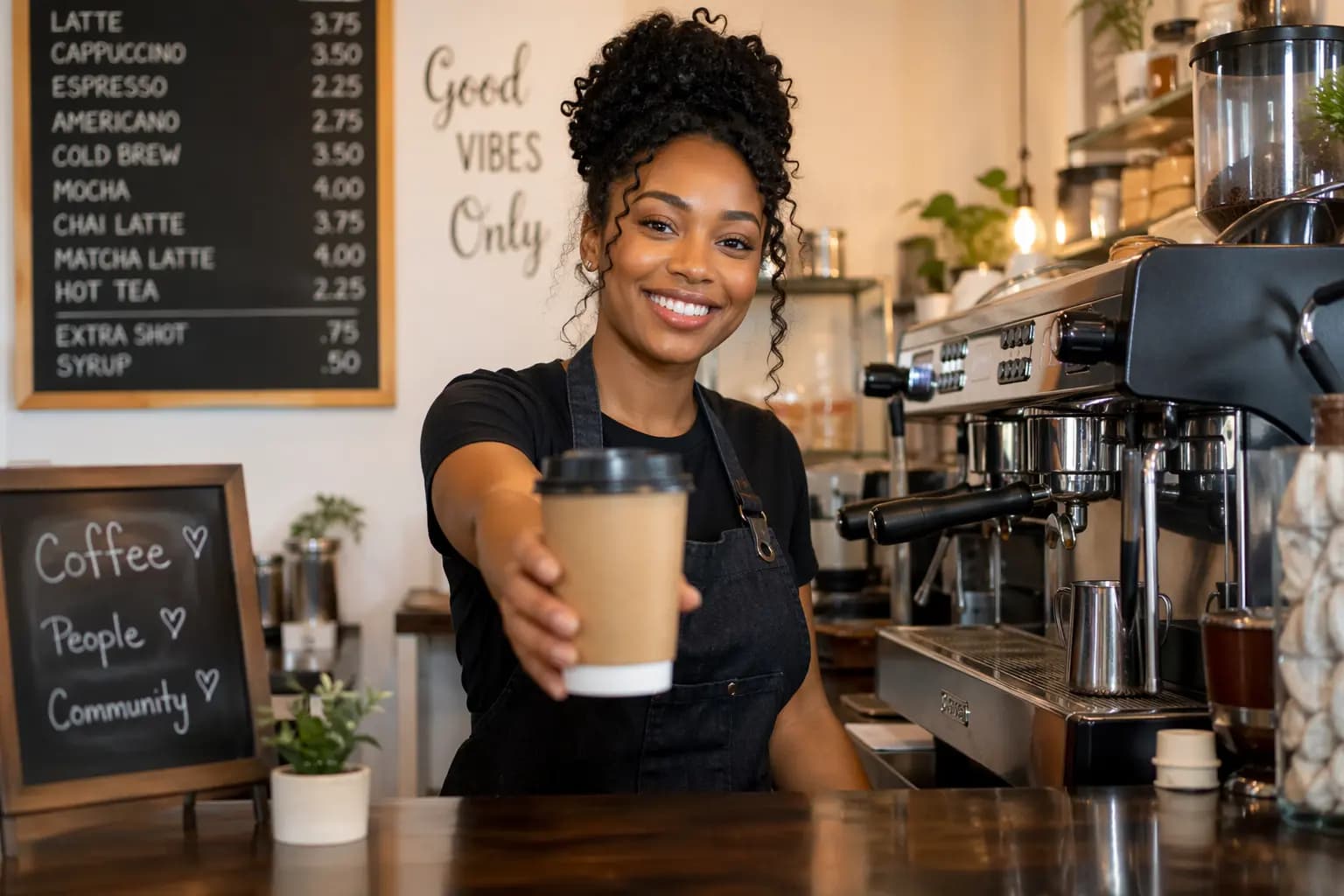 Small business owner managing social media with Scribe Spark